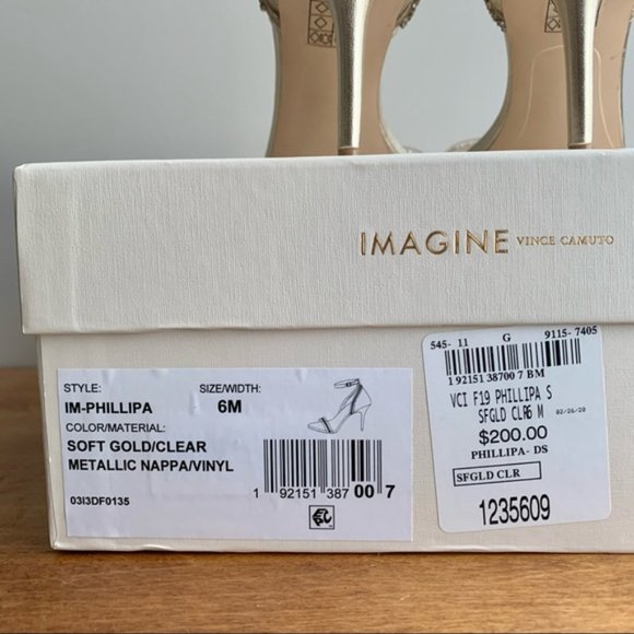 Vince Camuto | BNIB Phillipa Gold Jewel Leather Ankle Strap Sandals - Picture 6 of 15